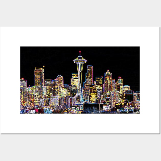 Dark be the Night - Luminous Seattle Skyline Wall Art by Christine aka stine1